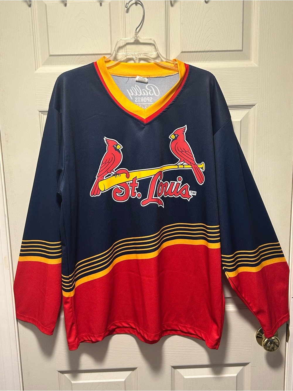 St Louis Cardinals Hockey Jersey Long Sleeve Adult XL Stadium Giveaway Blues